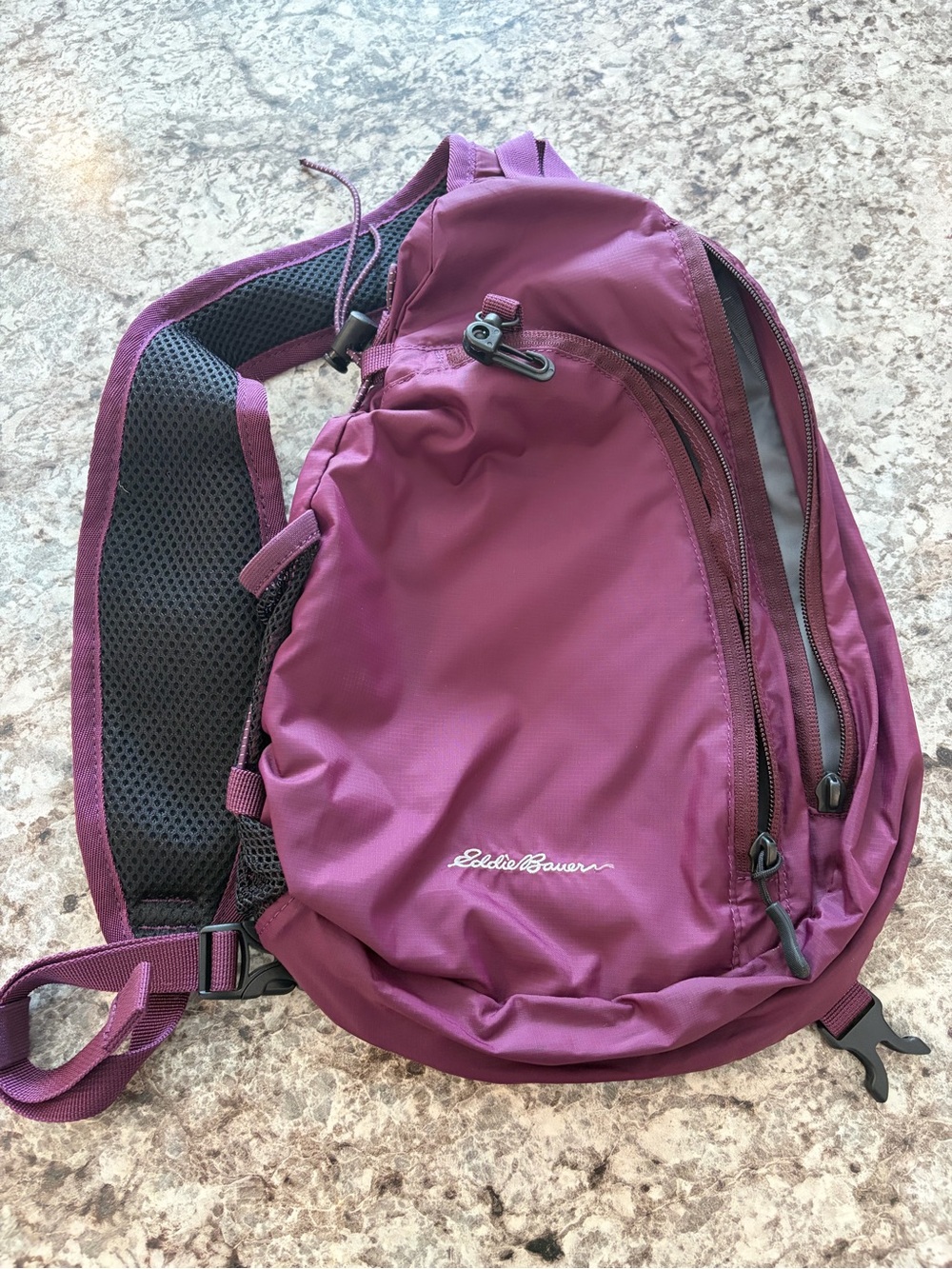 Eddie Bauer Plum Sling Backpack in Deep Plum